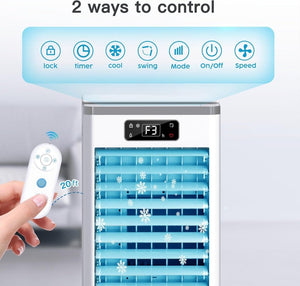 Windowless Portable Air Conditioners, Evaporative Air Cooler w/3 Modes & 3 Speeds, 12H Timer for Smart Auto - off, 2 - Gal Tank for 20H Cooling,16FT Remote,No Hose Needed,46db Swamp Cooler - Wigtrends