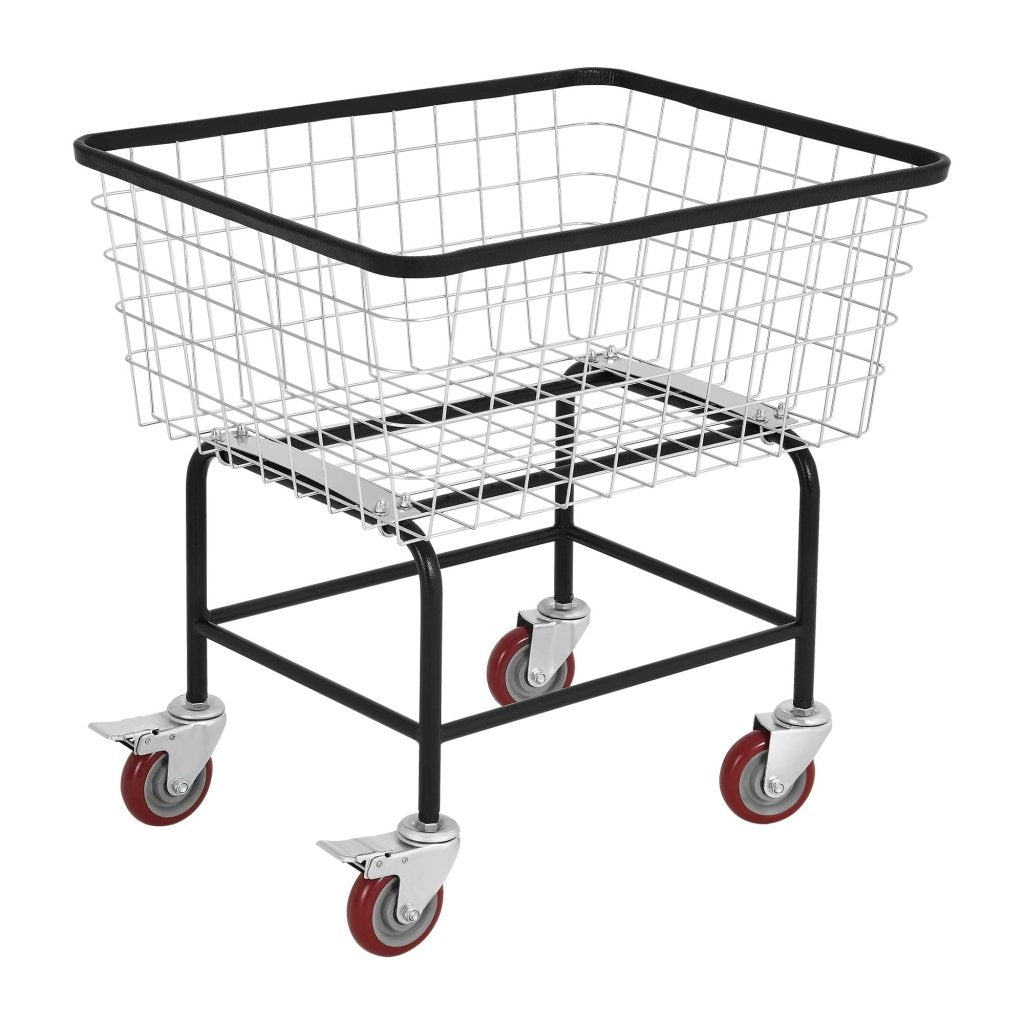 Wire Laundry Cart 4.5 Bushel, Rolling Laundry Basket with Wheels, Metal Commercial Wire Laundry Basket Cart with Galvanized Finish, Heavy Duty Large Steel Basket for Laundry Clothes Storage - Wigtrends
