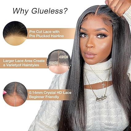 Women's HD Lace Wig 6x4 Straight Natural Black Ready-to-Wear - Wigtrends