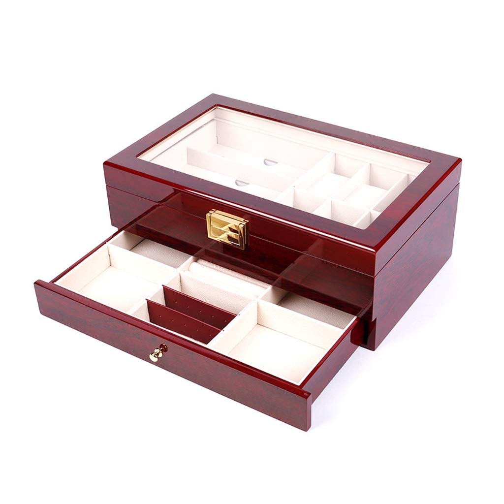 Wooden Watch Box Valet Box Sunglasses and Jewelry Box Storage Organizer Display Drawer - Wigtrends