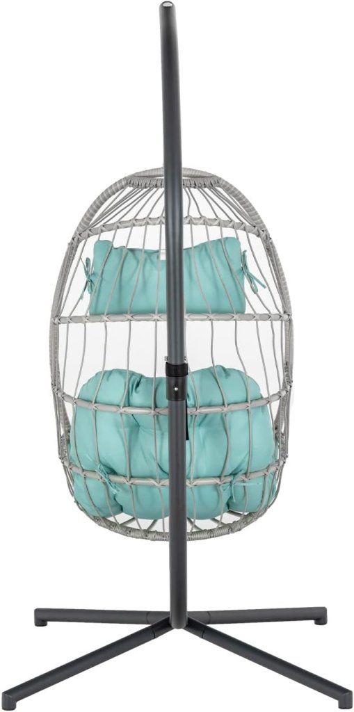Yechen Indoor Outdoor Egg Hanging Chair with Stand, Patio Wicker Swing Egg Chair Indoor Swinging Chair Outdoor Hammock Egg Chair 350lbs Capacity for Patio Bedroom Balcony, Charcoal Grey (EG - 001) - Wigtrends