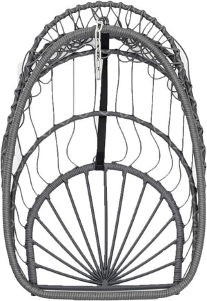 Yechen Indoor Outdoor Egg Hanging Chair with Stand, Patio Wicker Swing Egg Chair Indoor Swinging Chair Outdoor Hammock Egg Chair 350lbs Capacity for Patio Bedroom Balcony, Charcoal Grey (EG - 001) - Wigtrends