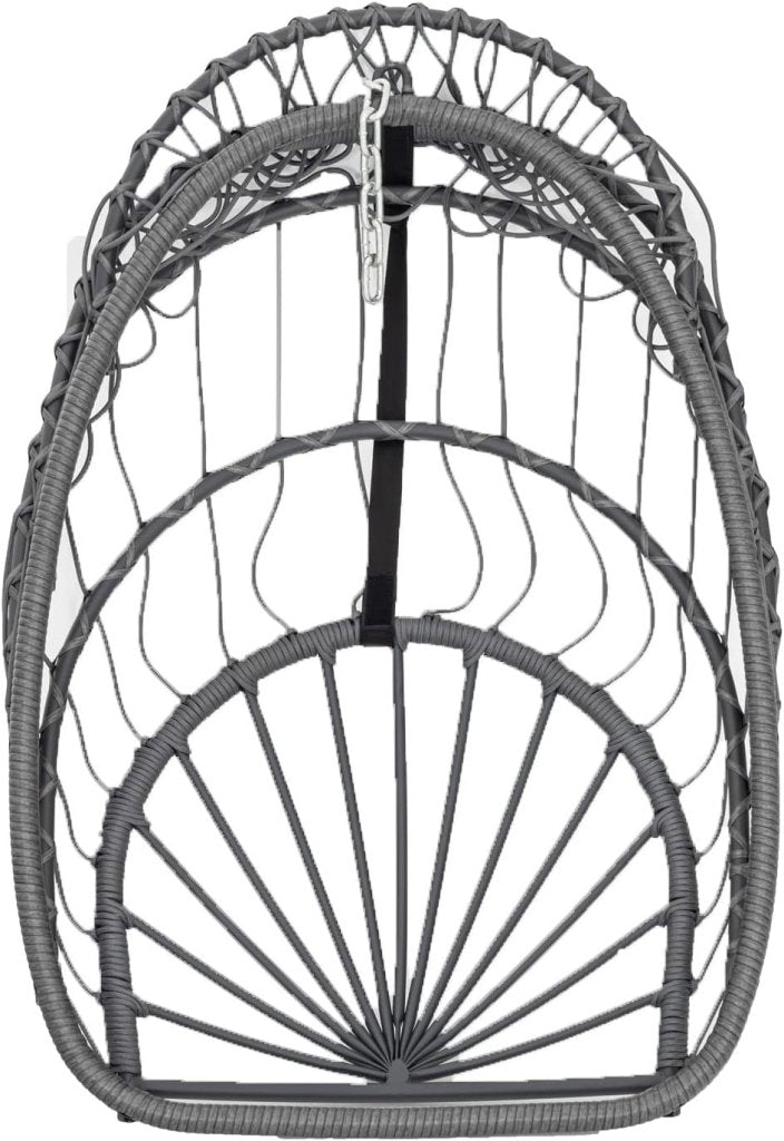 Yechen Indoor Outdoor Egg Hanging Chair with Stand, Patio Wicker Swing Egg Chair Indoor Swinging Chair Outdoor Hammock Egg Chair 350lbs Capacity for Patio Bedroom Balcony, Charcoal Grey (EG - 001) - Wigtrends