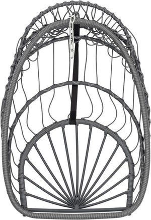 Yechen Indoor Outdoor Egg Hanging Chair with Stand, Patio Wicker Swing Egg Chair Indoor Swinging Chair Outdoor Hammock Egg Chair 350lbs Capacity for Patio Bedroom Balcony, Charcoal Grey (EG - 001) - Wigtrends