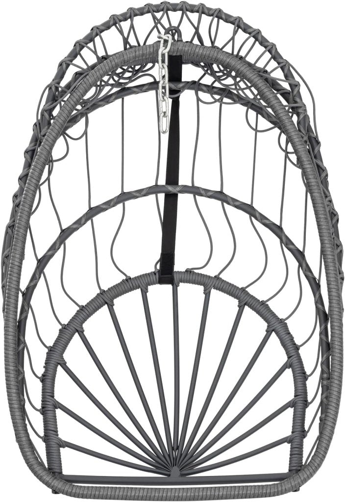Yechen Indoor Outdoor Egg Hanging Chair with Stand, Patio Wicker Swing Egg Chair Indoor Swinging Chair Outdoor Hammock Egg Chair 350lbs Capacity for Patio Bedroom Balcony, Charcoal Grey (EG - 001) - Wigtrends