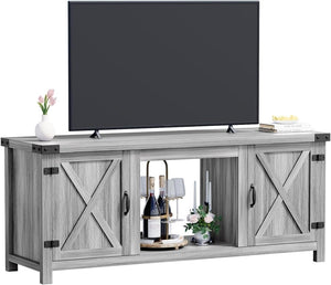 YESHOMY Fireplace TV Stand with Two Barn Doors and Storage Cabinets for Televisions up to 65+ Inch, Entertainment Center Console Table, Media Furniture for Living Room, 58 Inch - Wigtrends