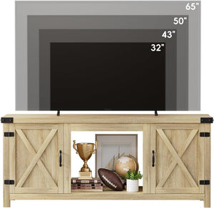YESHOMY Fireplace TV Stand with Two Barn Doors and Storage Cabinets for Televisions up to 65+ Inch, Entertainment Center Console Table, Media Furniture for Living Room, 58 Inch - Wigtrends