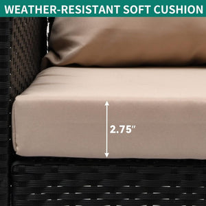 YITAHOME Hanging Porch Swing Chair Sits 3 People, Wicker Outdoor Swing Bench, Patio Lounge Chair, 1 Seating Cushion and 3 Back Cushions, w/Removable Covers, for Garden, Balcony, Backyard, Brown - Wigtrends