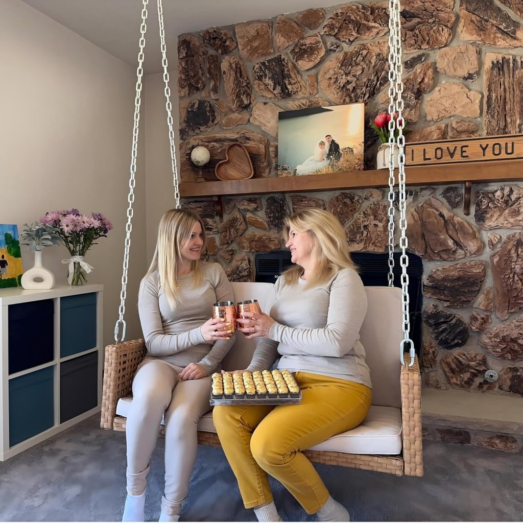 YITAHOME Hanging Porch Swing Chair Sits 3 People, Wicker Outdoor Swing Bench, Patio Lounge Chair, 1 Seating Cushion and 3 Back Cushions, w/Removable Covers, for Garden, Balcony, Backyard, Brown - Wigtrends