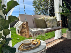 YITAHOME Hanging Porch Swing Chair Sits 3 People, Wicker Outdoor Swing Bench, Patio Lounge Chair, 1 Seating Cushion and 3 Back Cushions, w/Removable Covers, for Garden, Balcony, Backyard, Brown - Wigtrends