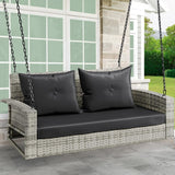 YITAHOME Hanging Porch Swing Chair Sits 3 People, Wicker Outdoor Swing Bench, Patio Lounge Chair, 1 Seating Cushion and 3 Back Cushions, w/Removable Covers, for Garden, Balcony, Backyard, Brown - Wigtrends
