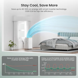 ZAFRO 8,000 BTU Portable Air Conditioners, 4 Modes Portable AC Unit with Fast Cooling/Energy Efficient/Remote/24Hrs Timer for Bedroom/Dorms/Indoor Rooms, White - Wigtrends
