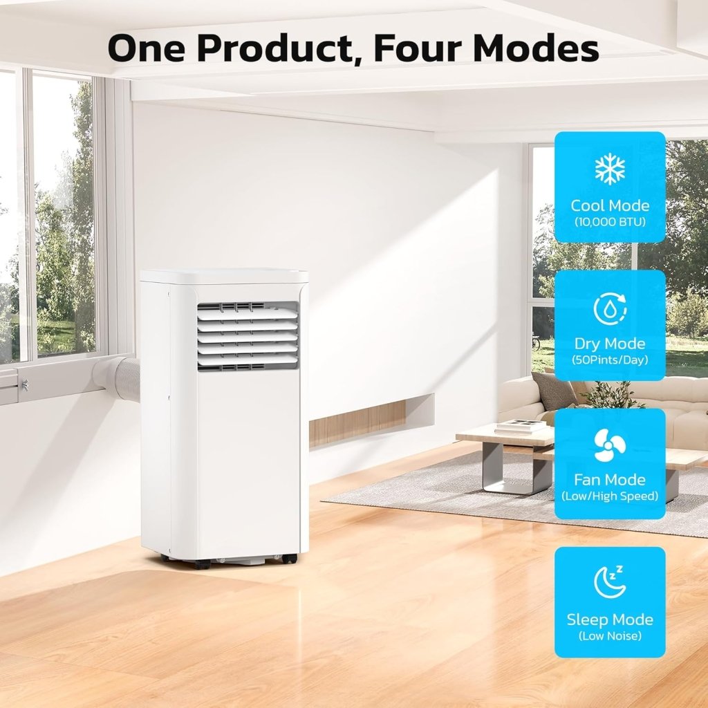 ZAFRO 8,000 BTU Portable Air Conditioners, 4 Modes Portable AC Unit with Fast Cooling/Energy Efficient/Remote/24Hrs Timer for Bedroom/Dorms/Indoor Rooms, White - Wigtrends