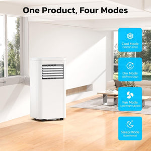 ZAFRO 8,000 BTU Portable Air Conditioners, 4 Modes Portable AC Unit with Fast Cooling/Energy Efficient/Remote/24Hrs Timer for Bedroom/Dorms/Indoor Rooms, White - Wigtrends